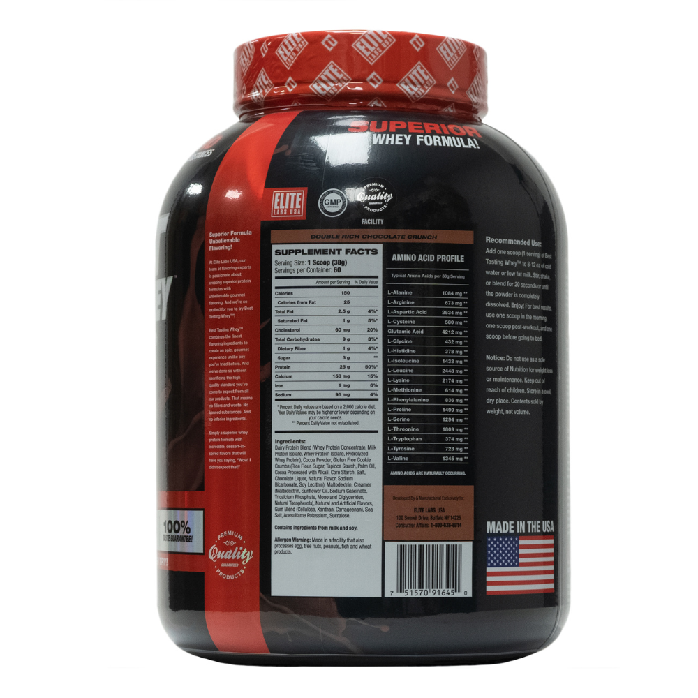 Elite Labs USA: Best Tasting Whey Protein Double Rich Chocolate Crunch 60 Servings