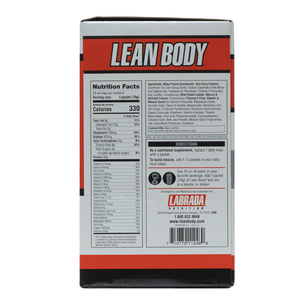 Labrada: Lean Body Hi-Protein Meal Replacement Shake Strawberry 20 Servings
