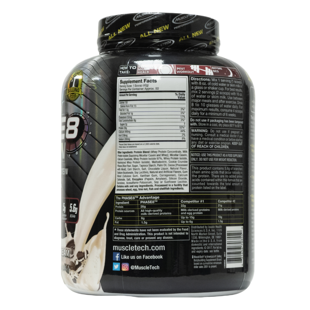 Muscletech: Phase8 Protein Cookies And Cream 50 Servings
