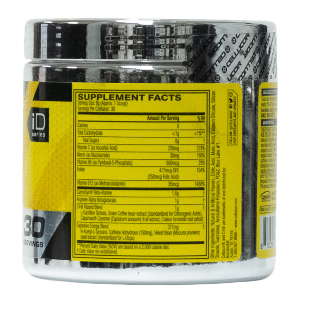 Cellucor: C4 Ripped Explosive Pre-Workout And Cutting Formula Icy Blue Razz 30 Servings