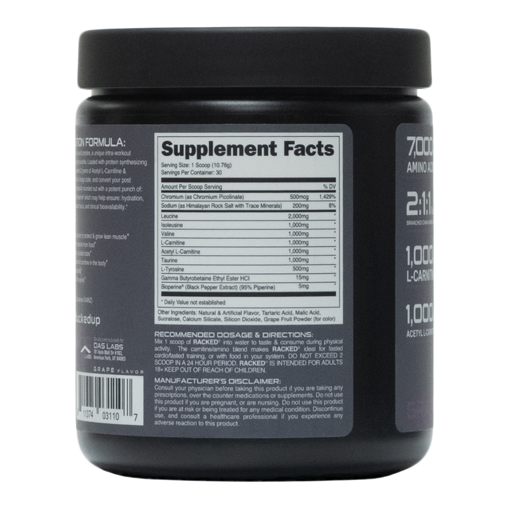 Das Labs: Bucked Up Racked Branched Chain Amino Acids Grape 30 Servings