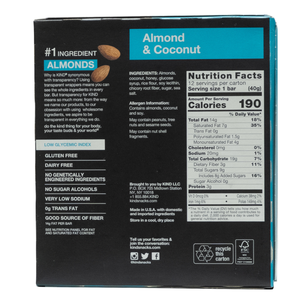 Kind: Almond & Coconut Bar 12 Servings