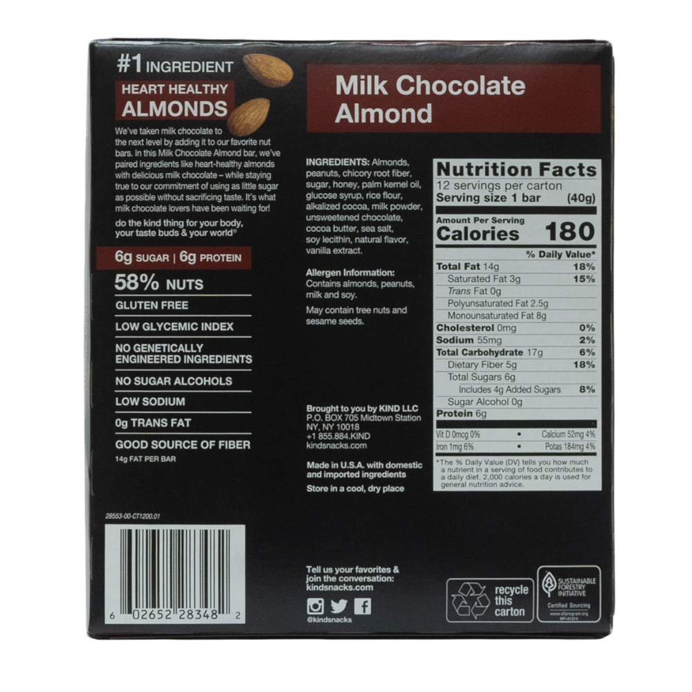 Kind: Milk Chocolate Almond 12 Servings