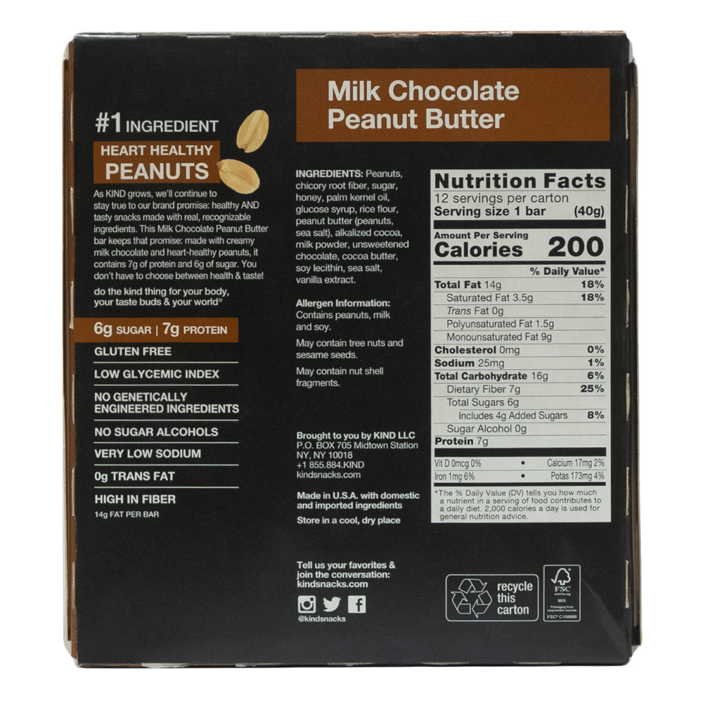 Kind: Milk Chocolate Peanut Butter 12 Servings