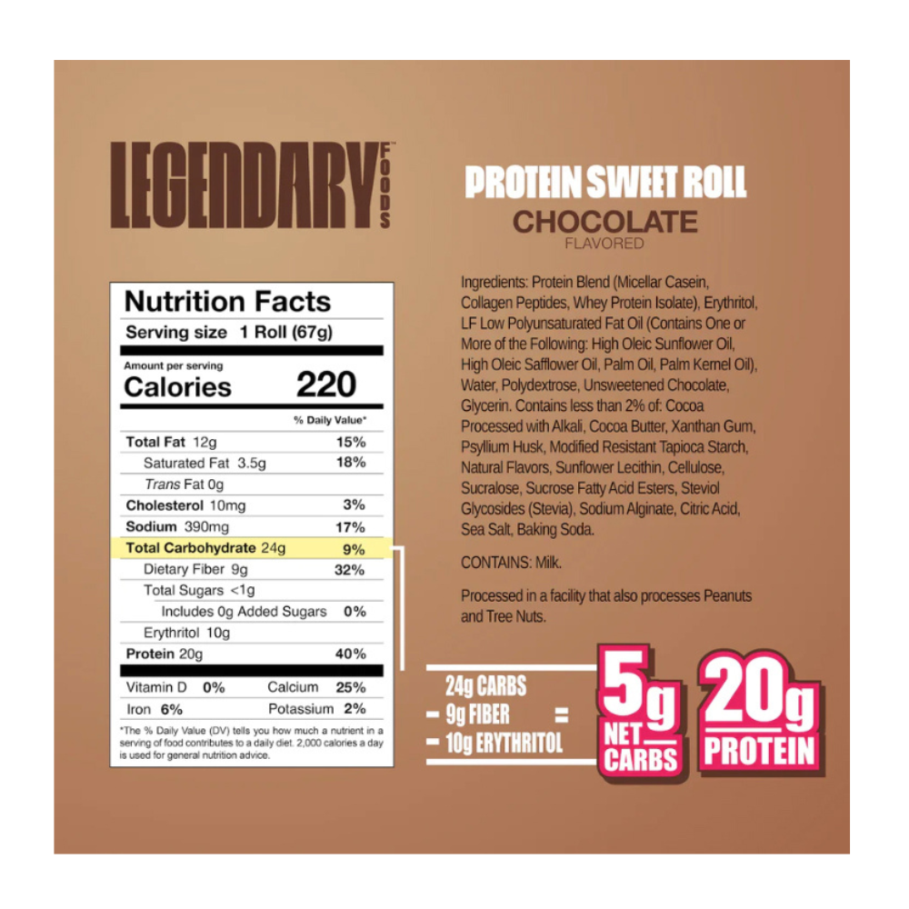Legendary Foods - Sweet Rolls Chocolate 8 Pack