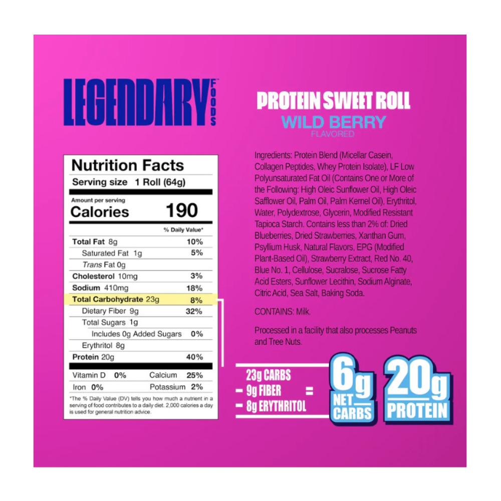 Legendary Foods - Sweet Rolls Wild Berry 8 Pack