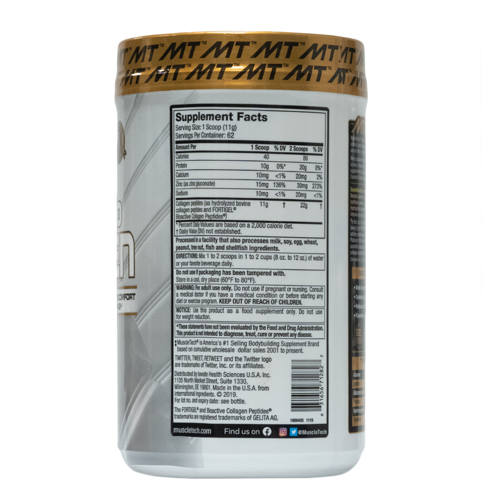 Muscletech: Platinum 100% Hydrolyzed Collagen Unflavored 62 Servings