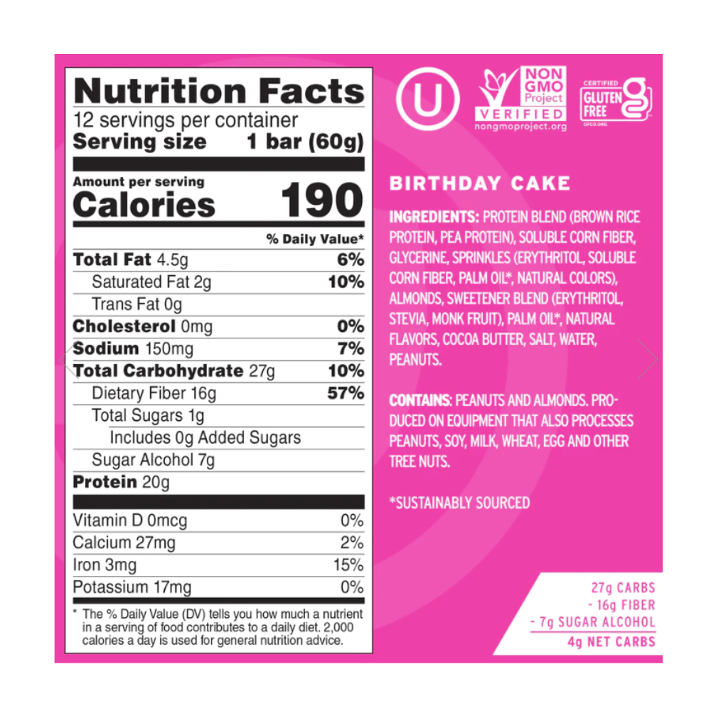 No Cow.: Protein Bar Birthday Cake 12 Servings