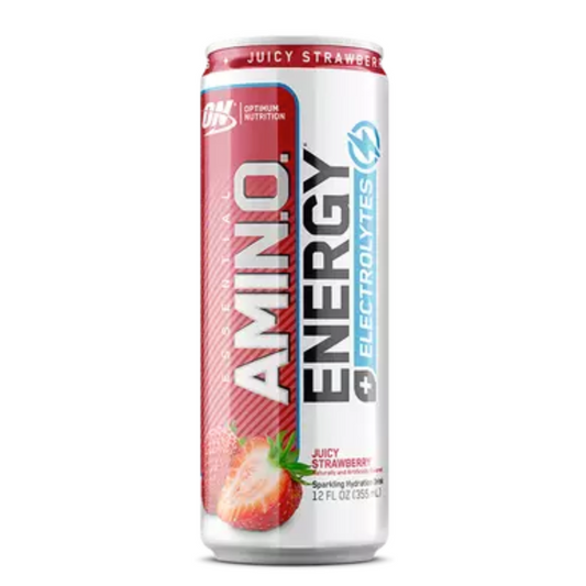 On: Essential Amin.O. Energy +Electrolytes Juicy Strawberry Flavor 12 Pack