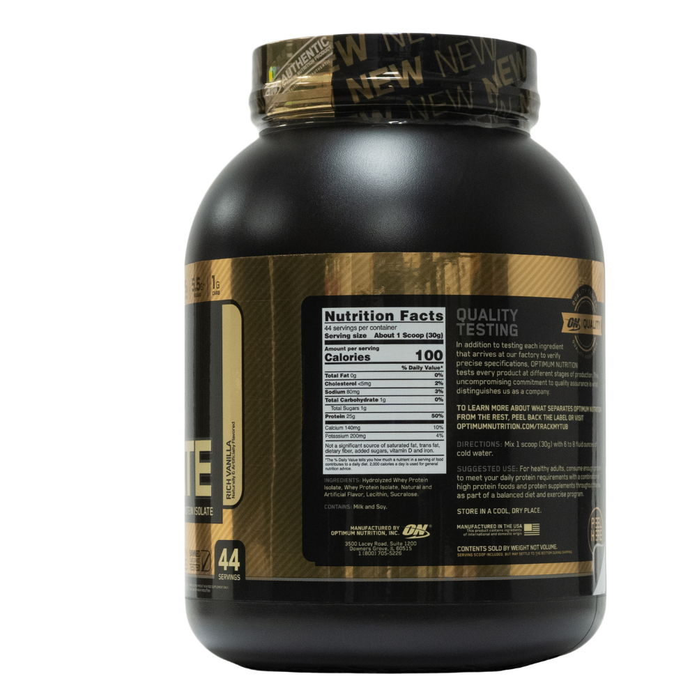 On: Gold Standard 100% Isolate Rich Vanilla 44 Servings