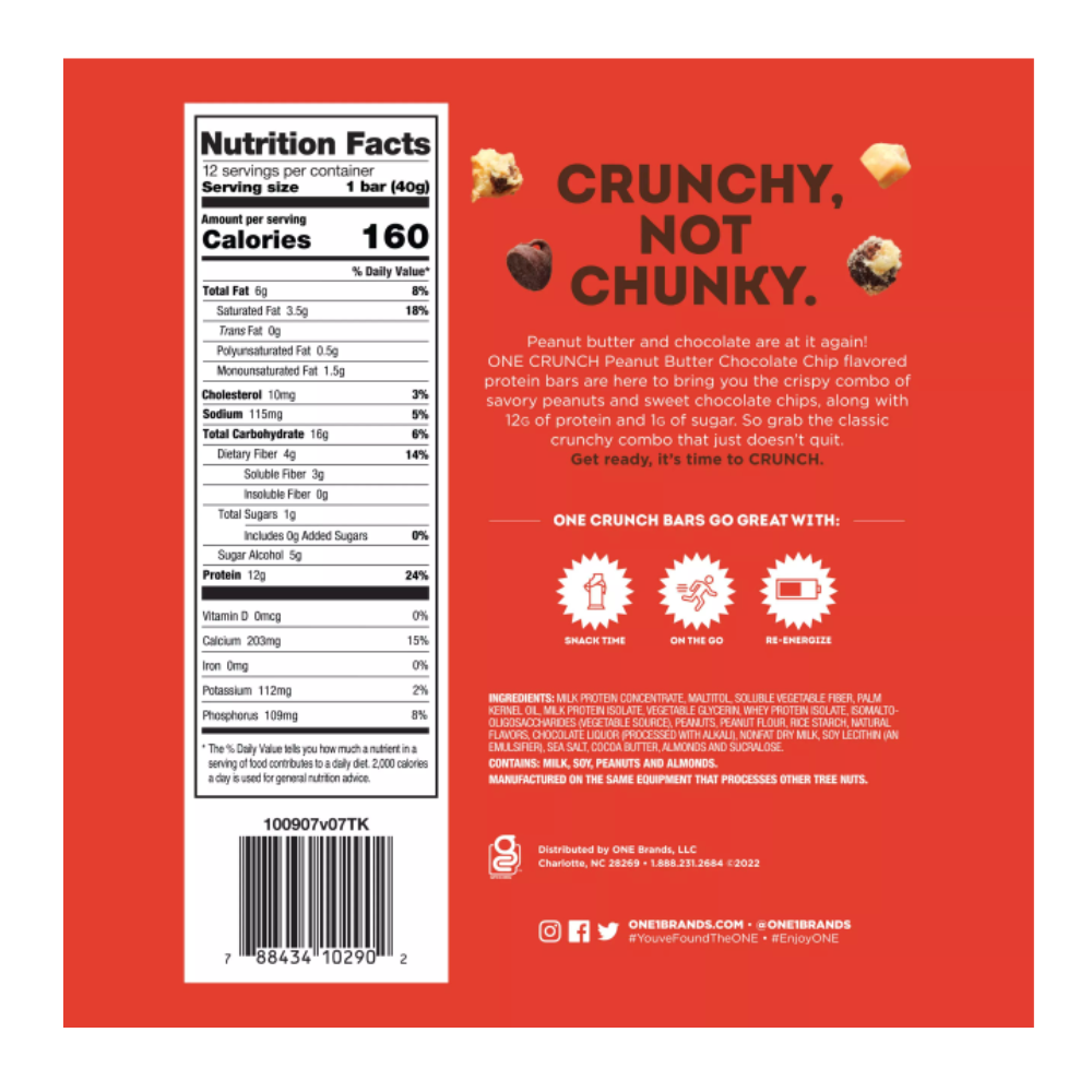 One - Crunch Peanut Butter Chocolate Chip 12 Pack