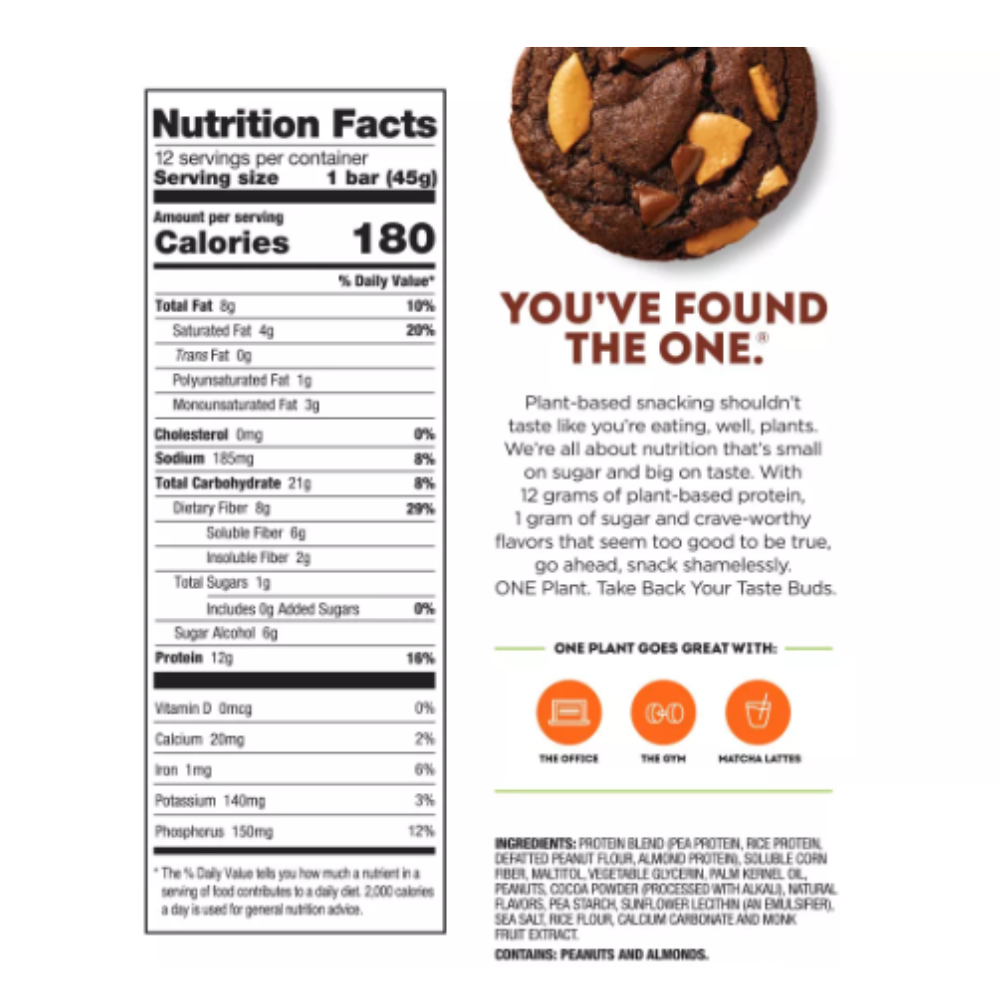 One: Oneplant - Chocolate Peanut Butter Flavored Protein Bar 12 Servings
