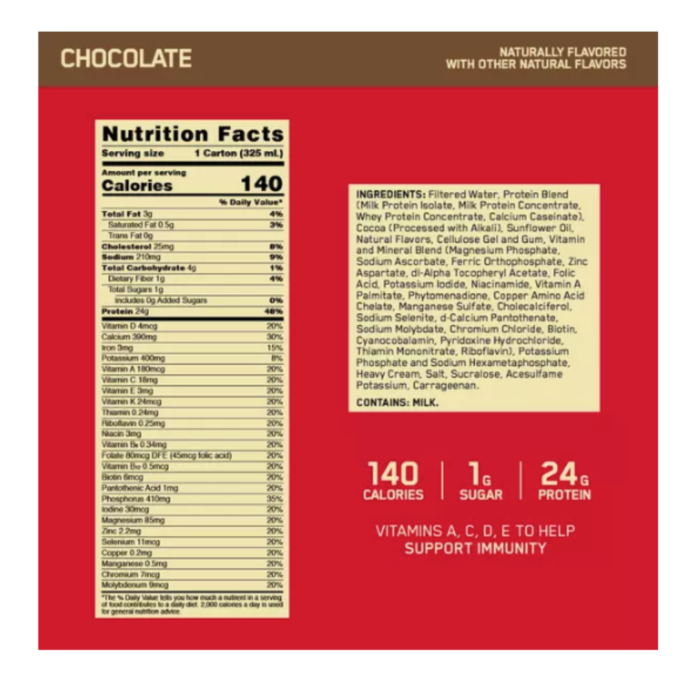 Optimum Nutrition - Gold Standard Protein Drink Chocolate 12 Pack