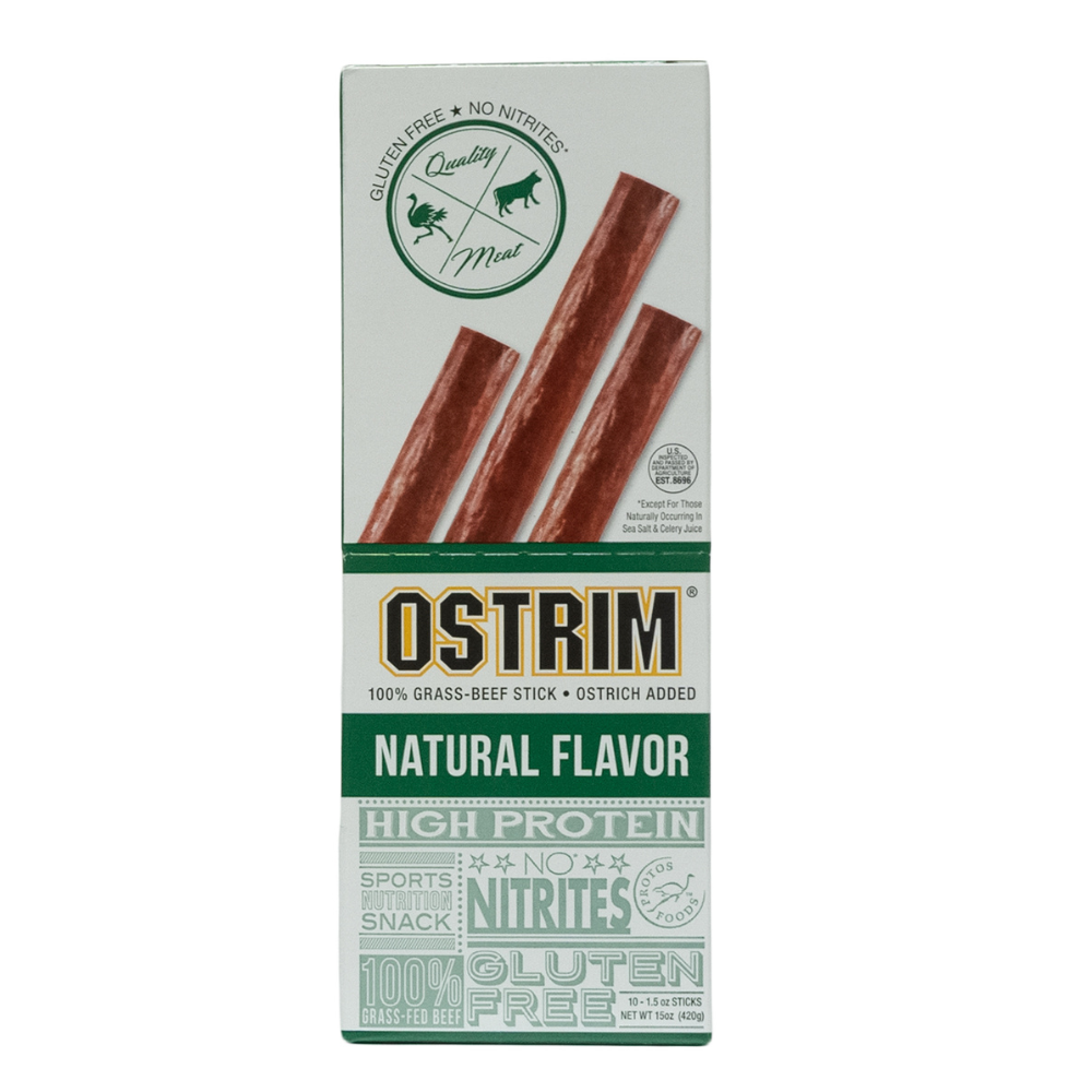 Ostrim: 100% Grass-Beef Stick Ostrich Added Natural Flavor 10 Servings