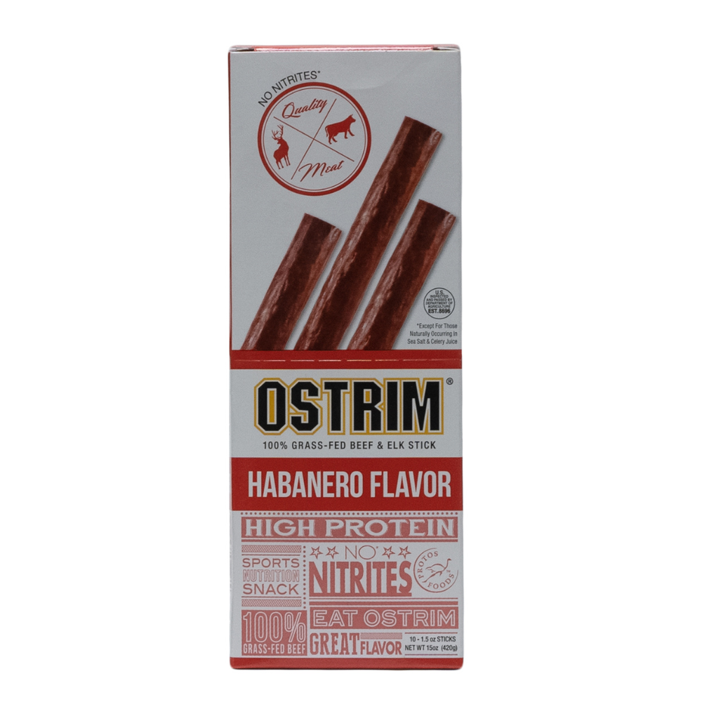 Ostrim: 100% Grass-Fed Beef & Elk Stick Habanero Flavor 10 Servings