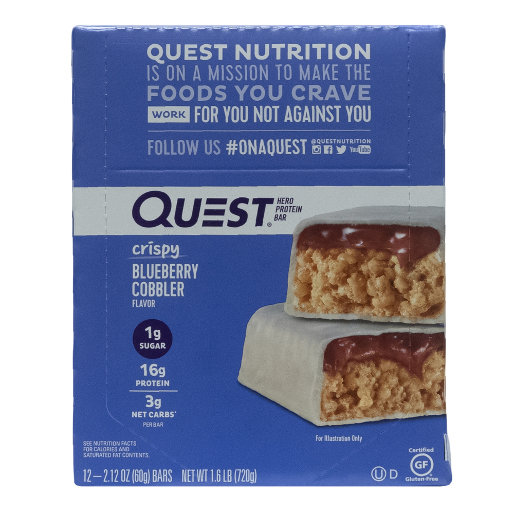 Quest: Hero Protein Bar Crispy Blueberry Cobbler Flavor 12 Servings