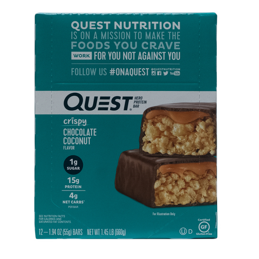 Quest: Hero Protein Bar Crispy Chocolate Coconut Flavor 12 Servings