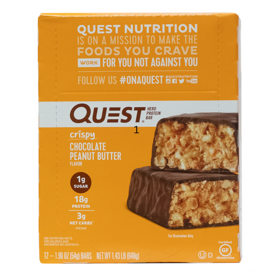 Quest: Hero Protein Bar Crispy Chocolate Peanut Butter Flavor 12 Servings
