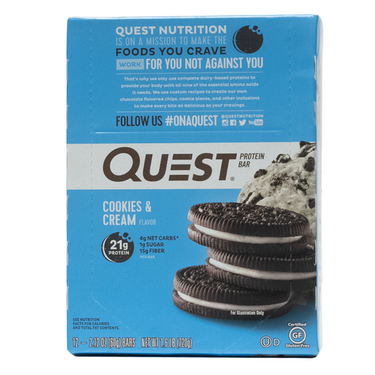 Quest: Protein Bar Cookies & Cream Flavor 12 Servings