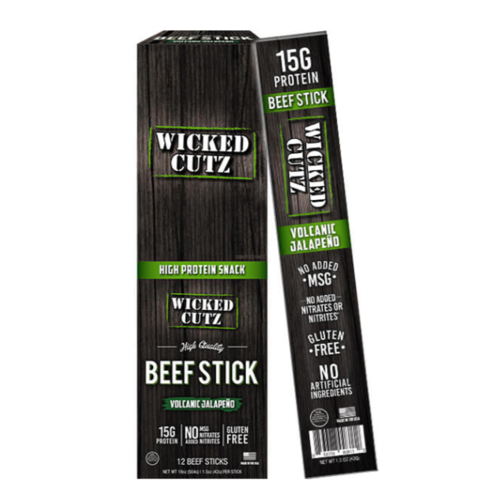 Wicked Cutz - Volcanic Jalapeño Beef Stick 12 Pack